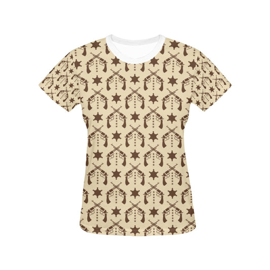 Western Cowboy Print Design LKS302 Women's  T-shirt