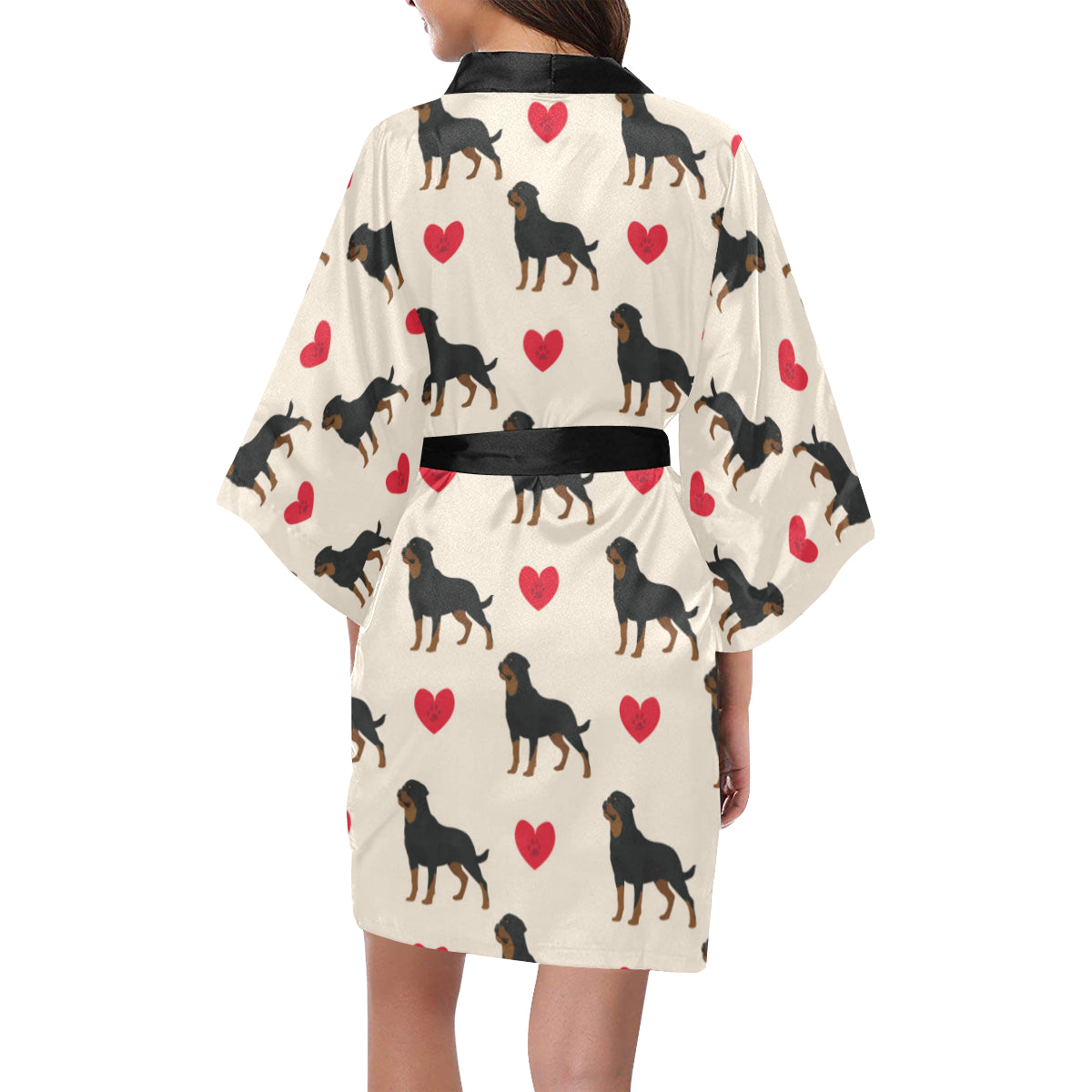 Rottweiler Pattern Print Design A02 Women's Short Kimono