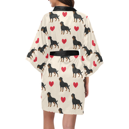 Rottweiler Pattern Print Design A02 Women's Short Kimono