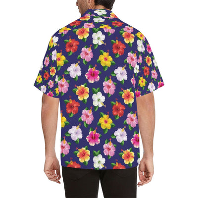 Hibiscus Colorful Print Design LKS301 Men's Hawaiian Shirt