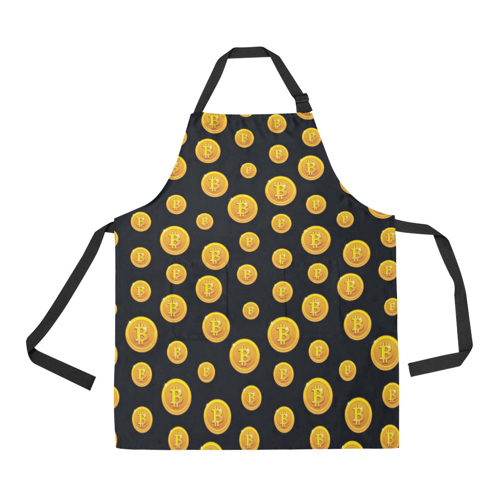 Bitcoin Pattern Print Design DO04 Apron with Pocket