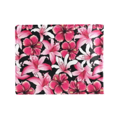 Flower Hawaiian Pink Red Hibiscus Print Men's ID Card Wallet