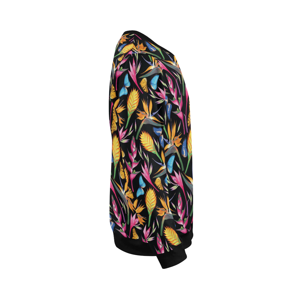 Tropical Flower Pattern Print Design TF016 Men Long Sleeve Sweatshirt