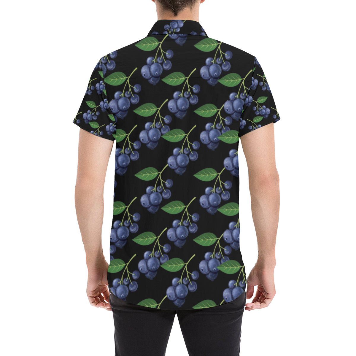 Blueberry Pattern Print Design BB01 Men's Short Sleeve Button Up Shirt