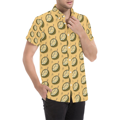 Durian Pattern Print Design DR02 Men's Short Sleeve Button Up Shirt