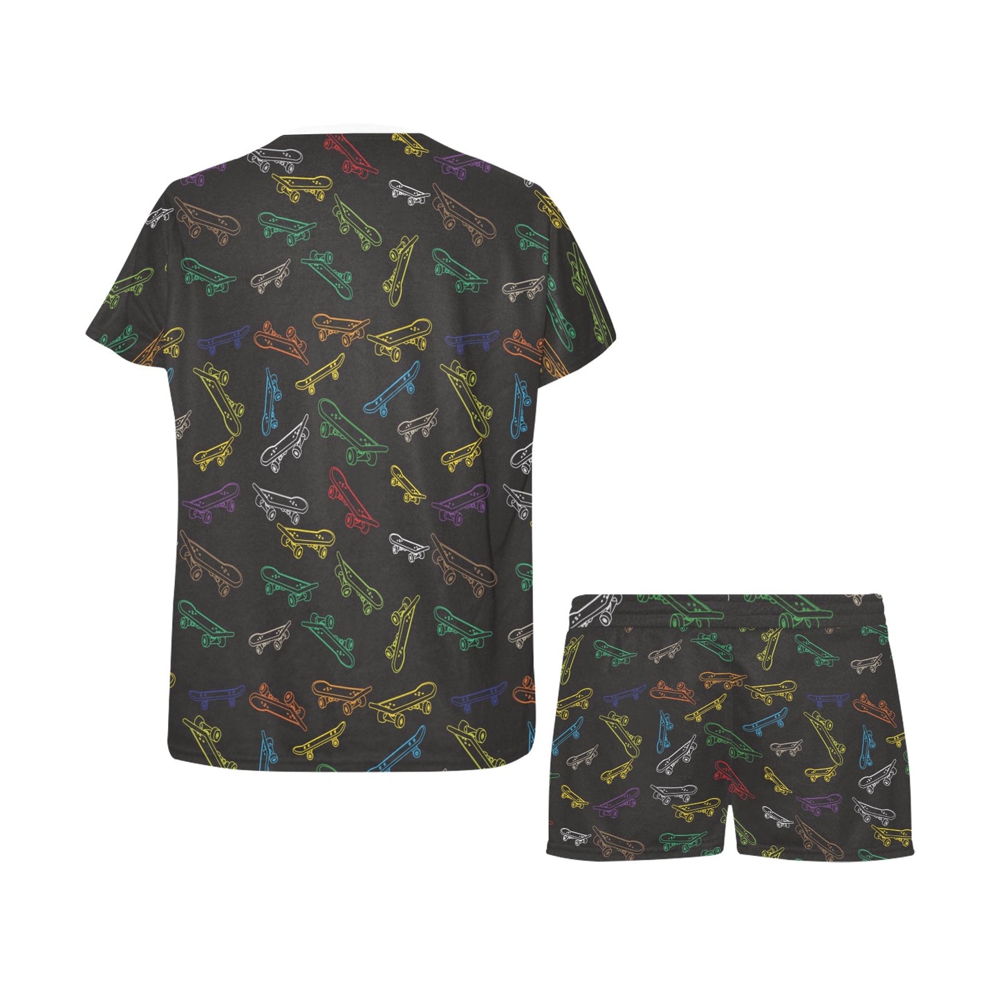 Skateboard Print Design LKS301 Women's Short Pajama Set