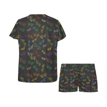 Skateboard Print Design LKS301 Women's Short Pajama Set