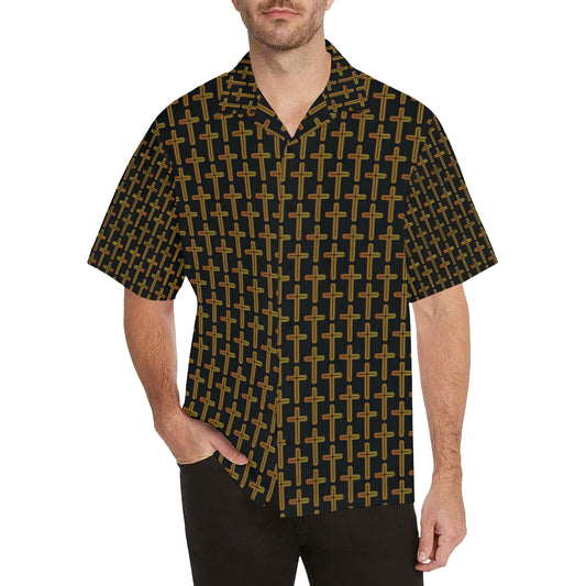 Cross Pattern Print Design 02 Men's Hawaiian Shirt