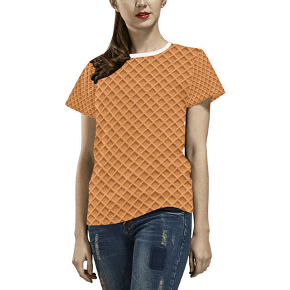 Waffle Texture Print Design LKS301 Women's  T-shirt