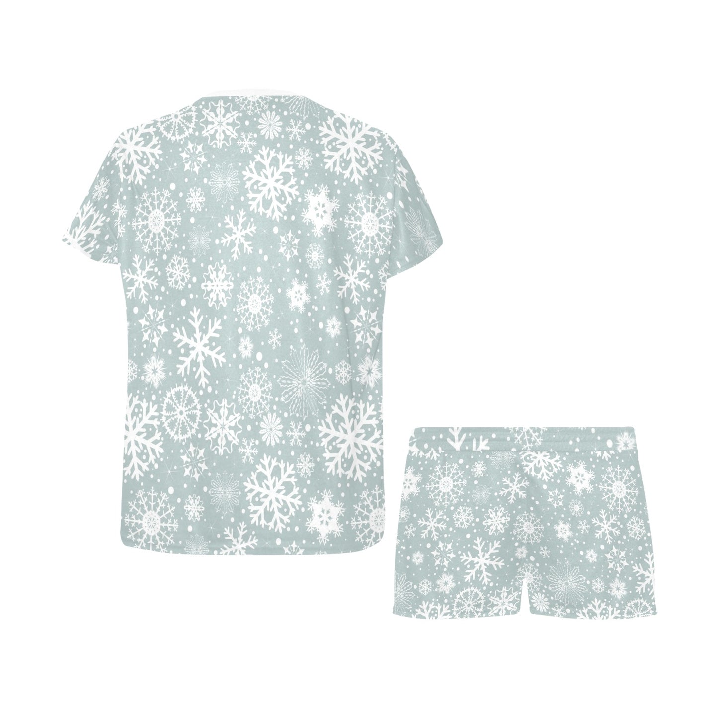 Snowflake Print Design LKS303 Women's Short Pajama Set
