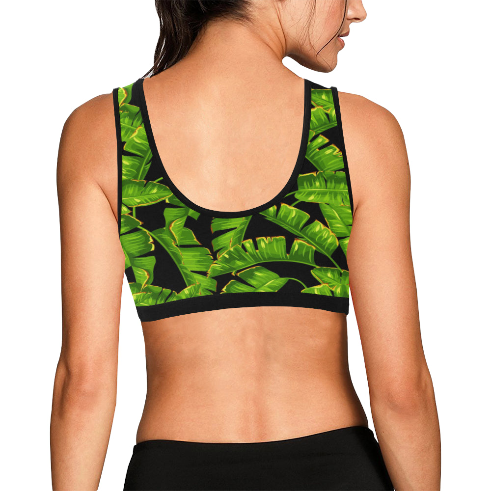 Banana Leaf Pattern Print Design BL06 Sports Bra