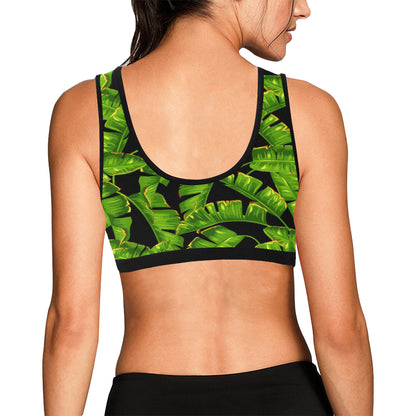 Banana Leaf Pattern Print Design BL06 Sports Bra