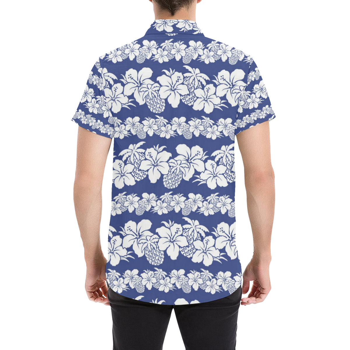Hawaiian Themed Pattern Print Design H07 Men's Short Sleeve Button Up Shirt