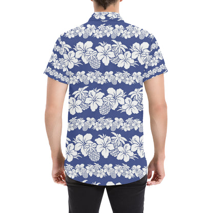 Hawaiian Themed Pattern Print Design H07 Men's Short Sleeve Button Up Shirt