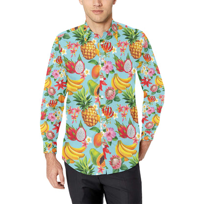 Tropical Fruits Pattern Print Design TF01 Men's Long Sleeve Shirt