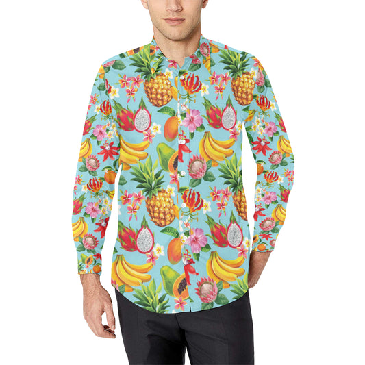 Tropical Fruits Pattern Print Design TF01 Men's Long Sleeve Shirt