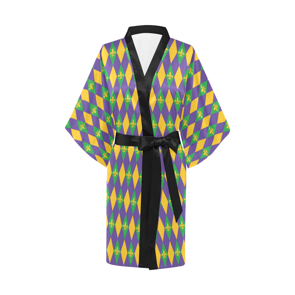 Mardi Gras Pattern Print Design 05 Women's Short Kimono