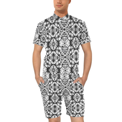 Tie Dye Black White Design Print Men's Romper