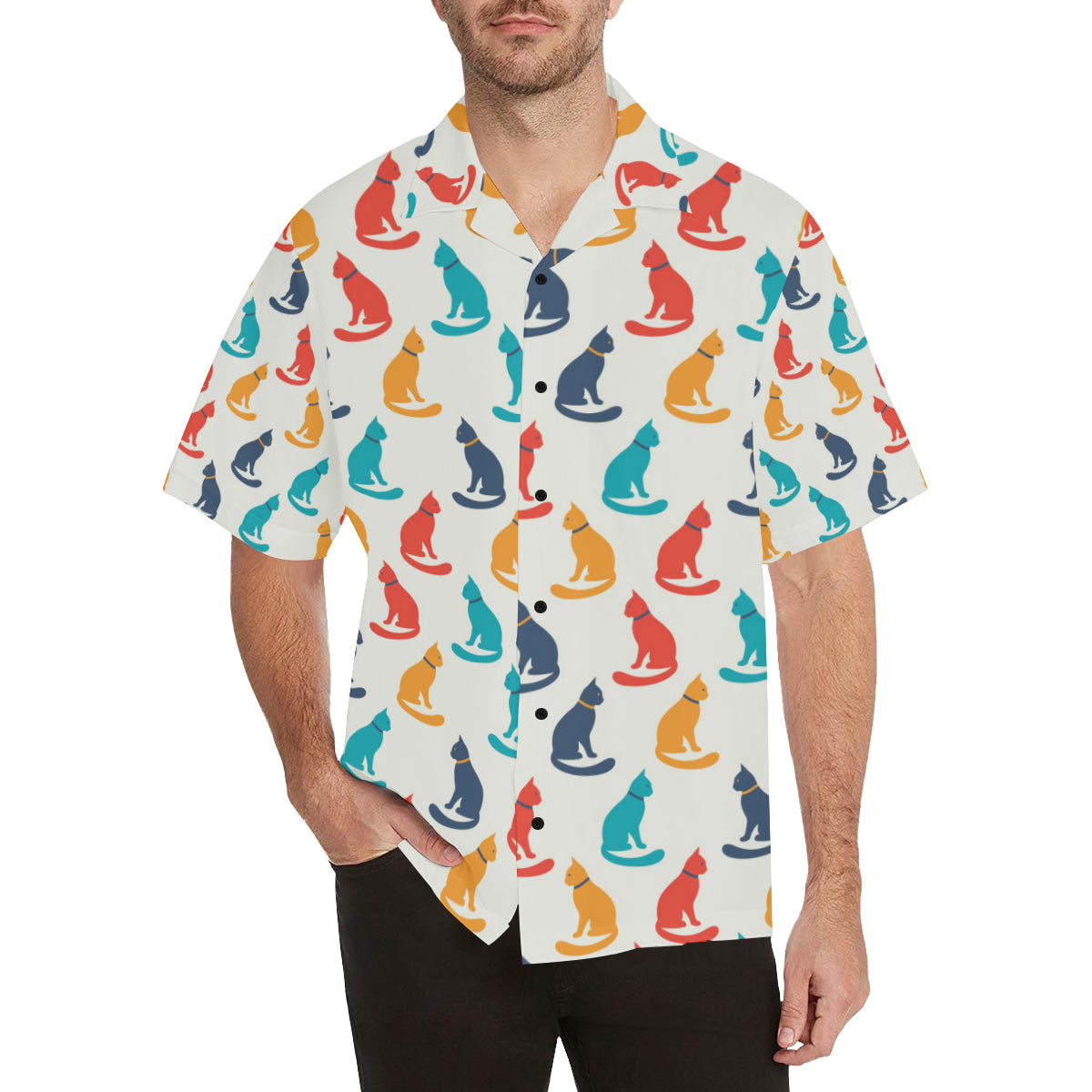 Cat Pattern Print Design 03 Men's Hawaiian Shirt
