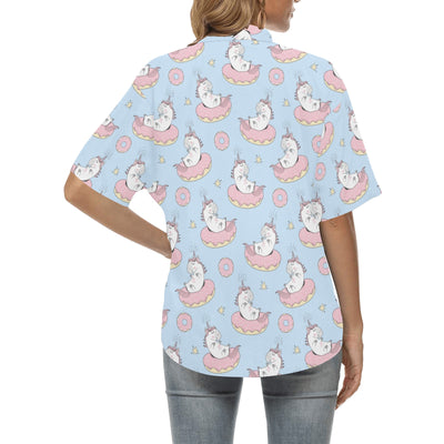 Donut Unicorn Pattern Print Design DN014 Women's Hawaiian Shirt