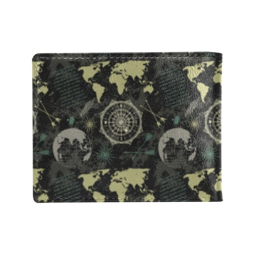 World Map Print Design LKS303 Men's ID Card Wallet