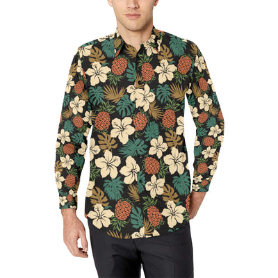 Hawaiian Themed Pattern Print Design H08 Men's Long Sleeve Shirt