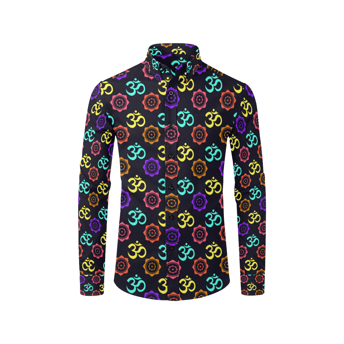 Chakra OM Print Pattern Men's Long Sleeve Shirt