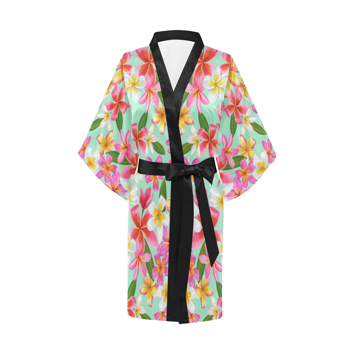 Plumeria Pattern Print Design PM014 Women Kimono Robe