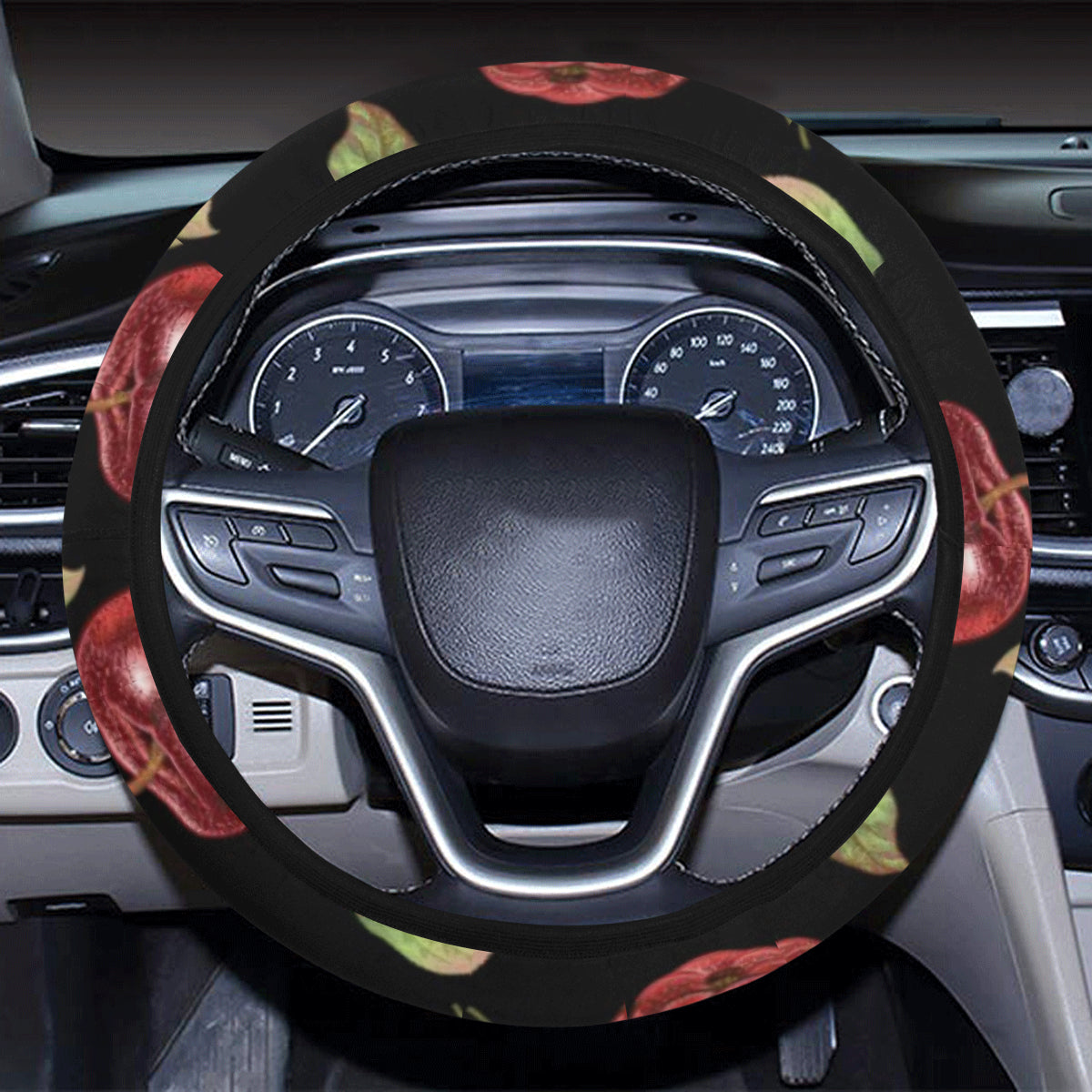 Apple Pattern Print Design AP011 Steering Wheel Cover with Elastic Edge