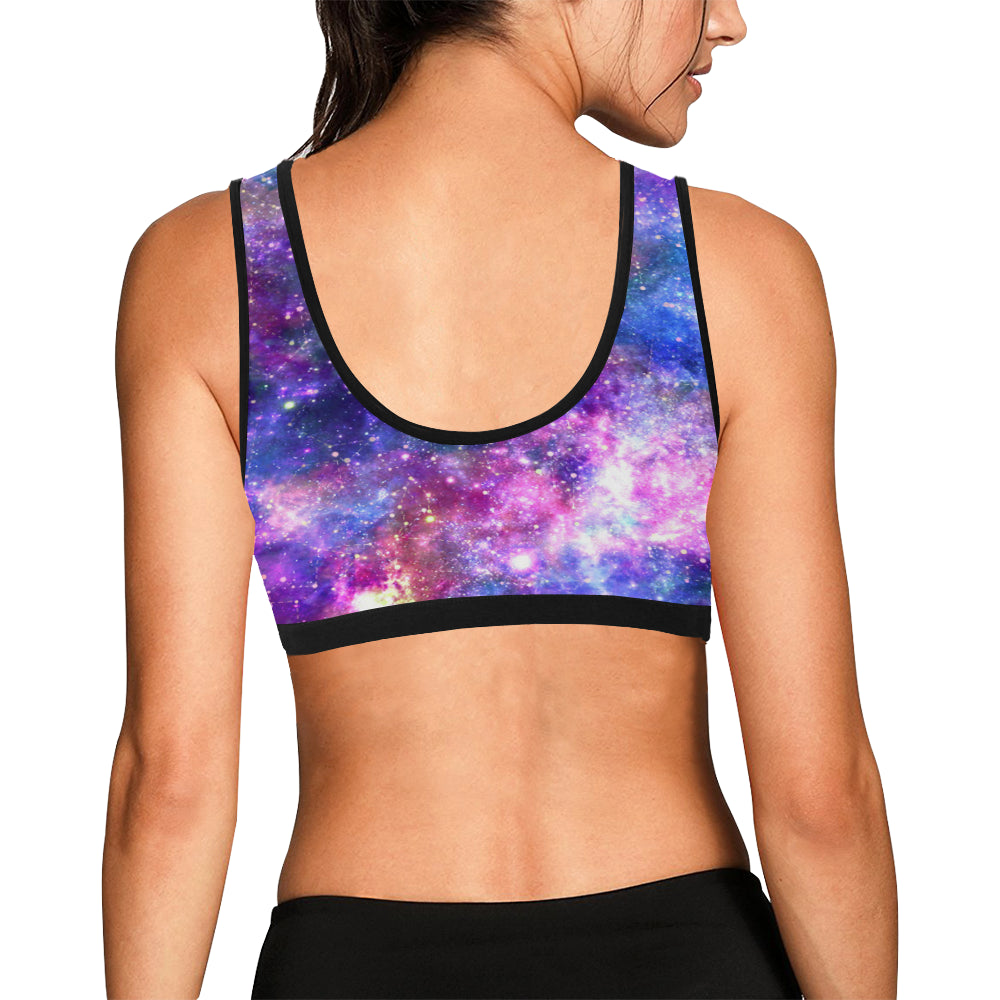 Galaxy Night Stardust Space Print Sports Bra