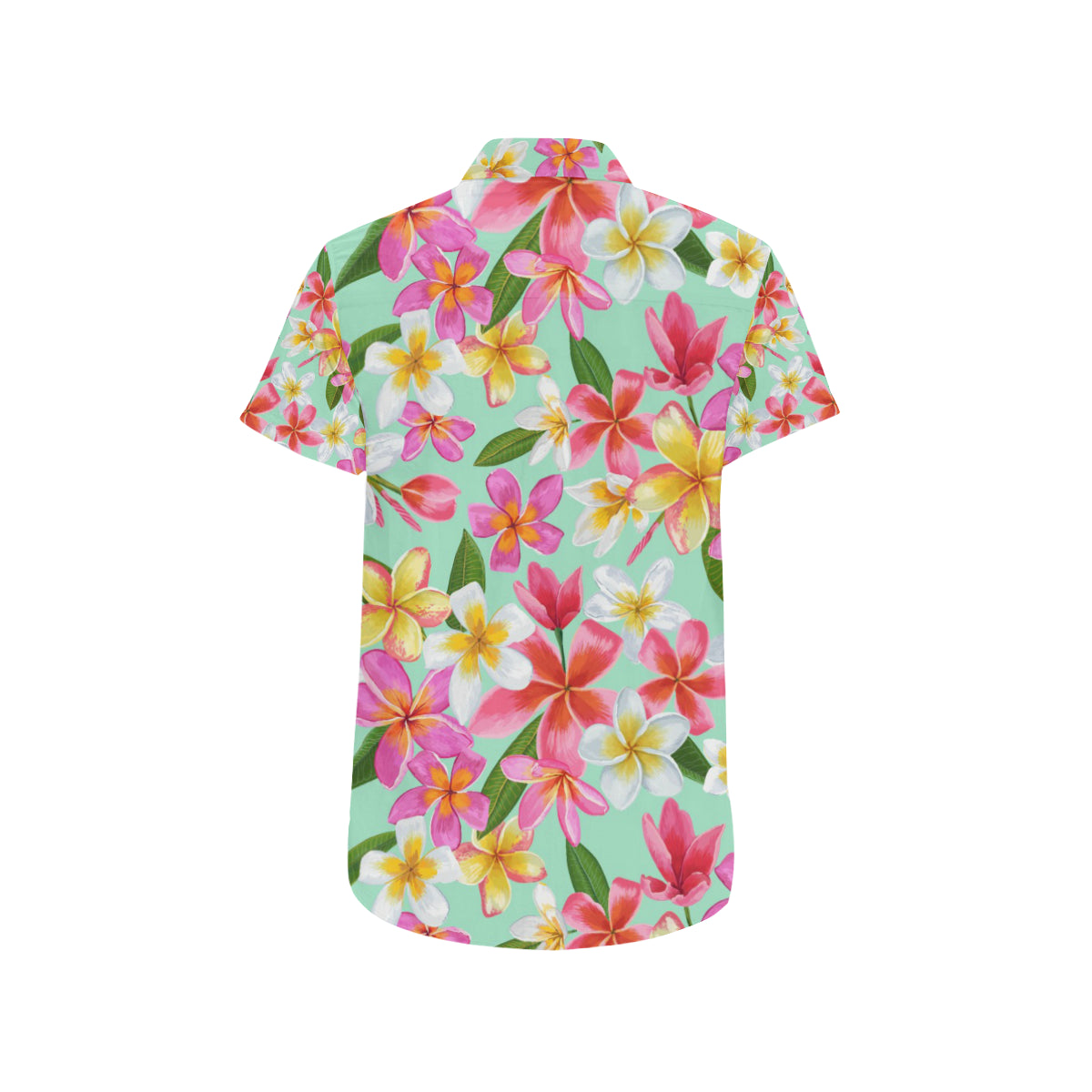Plumeria Pattern Print Design PM014 Men's Short Sleeve Button Up Shirt