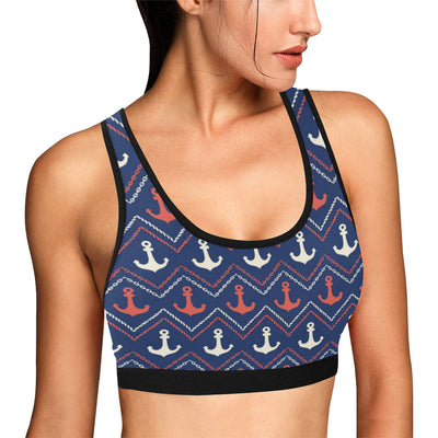 Anchor Pattern Print Design 07 Sports Bra