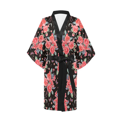Camellia Pattern Print Design CM03 Women's Short Kimono