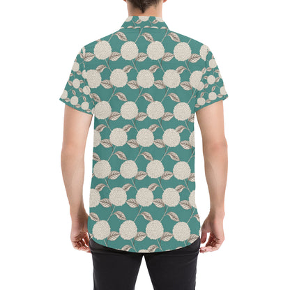 Hydrangea Pattern Print Design HD03 Men's Short Sleeve Button Up Shirt