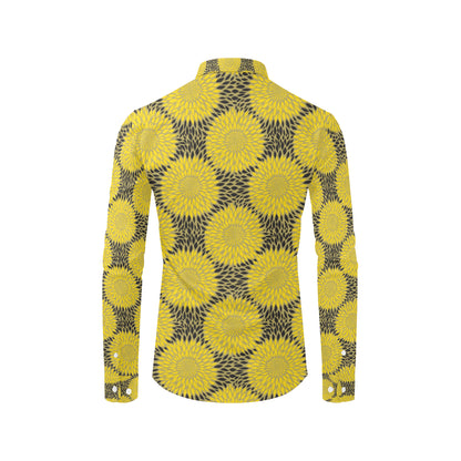 Sunflower Pattern Print Design SF06 Men's Long Sleeve Shirt
