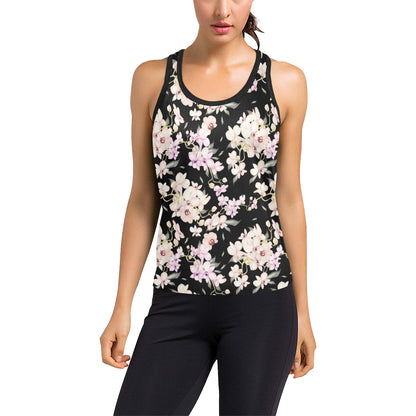 Orchid White Pattern Print Design OR03 Women's Racerback Tank Top