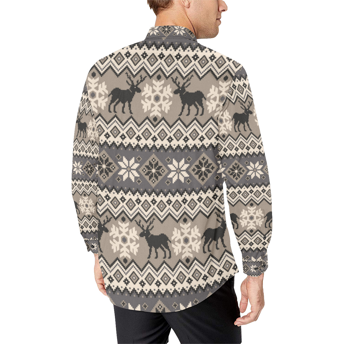Nordic Pattern Print Design A01 Men's Long Sleeve Shirt