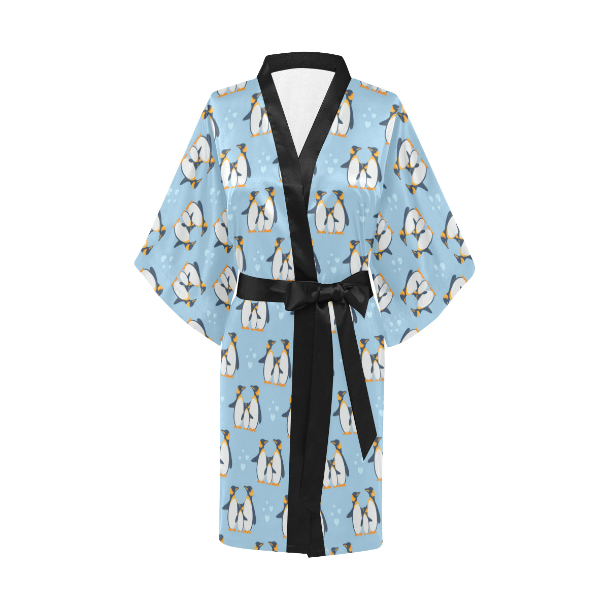 Penguin Pattern Print Design A04 Women's Short Kimono