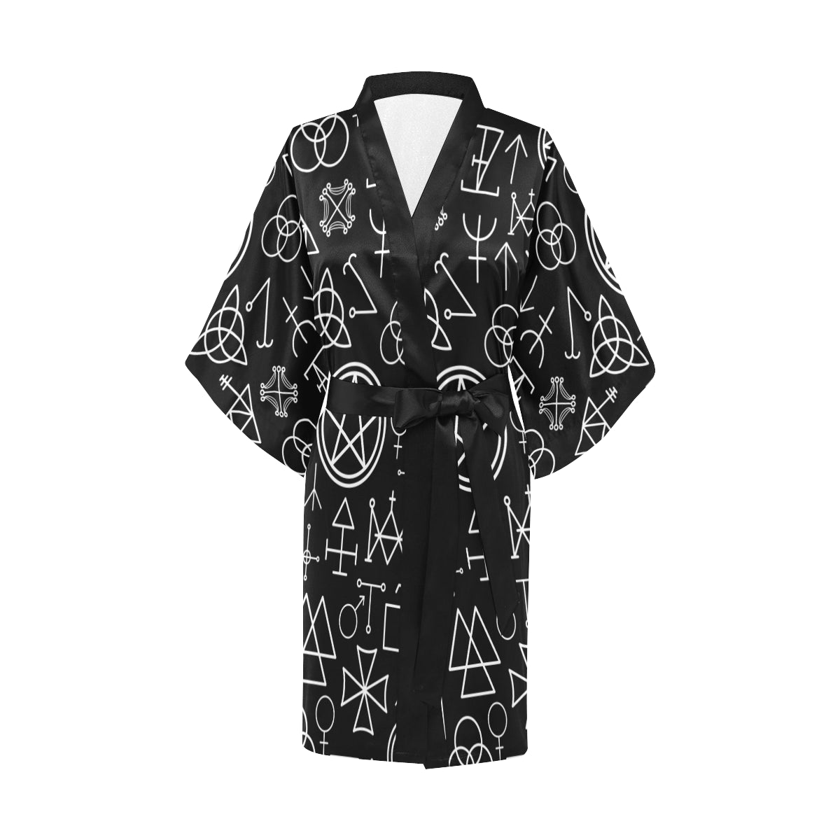 Pentagram Pattern Print Design A02 Women's Short Kimono