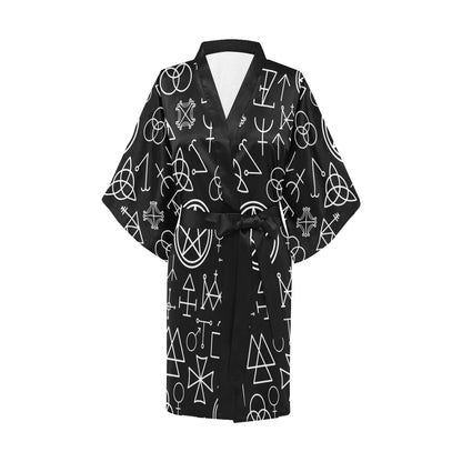 Pentagram Pattern Print Design A02 Women's Short Kimono