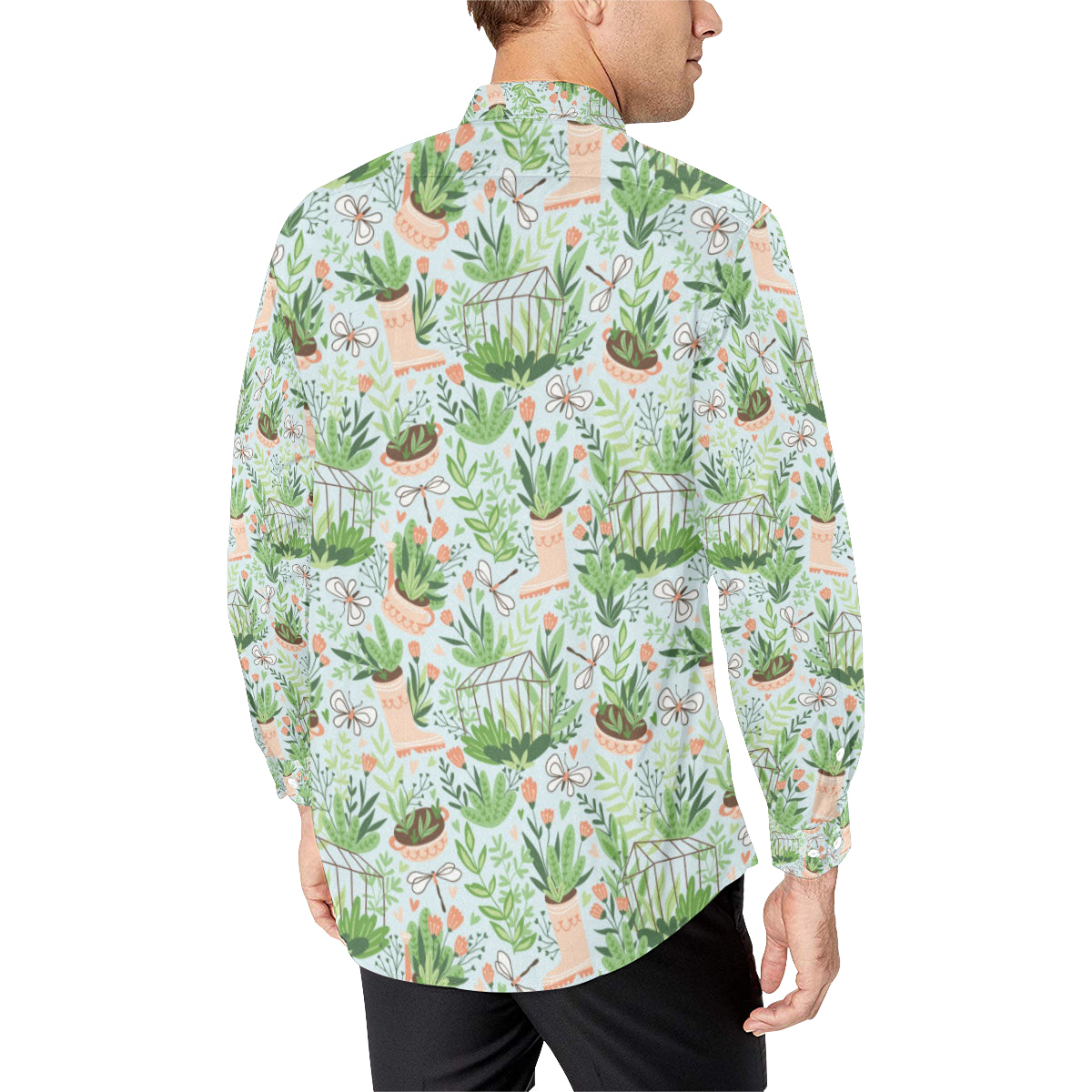 Gardening Pattern Print Design G04 Men's Long Sleeve Shirt