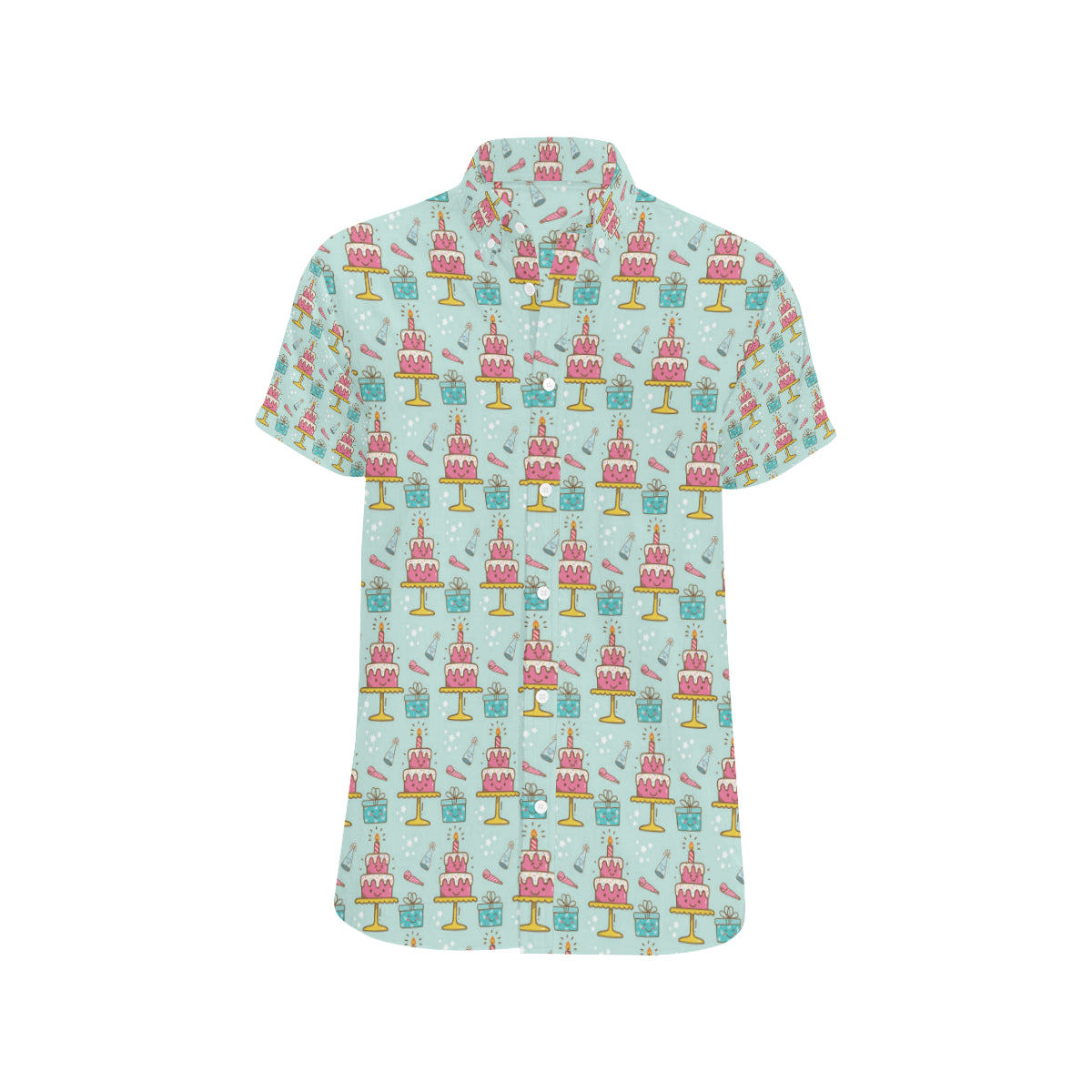 Cake Pattern Print Design 06 Men's Short Sleeve Button Up Shirt