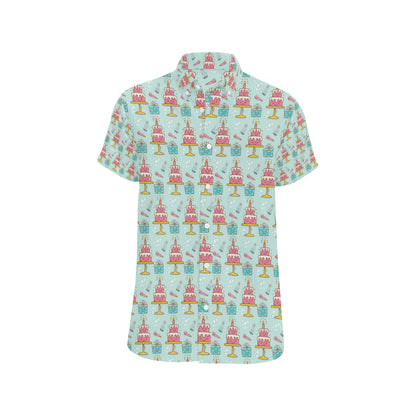 Cake Pattern Print Design 06 Men's Short Sleeve Button Up Shirt