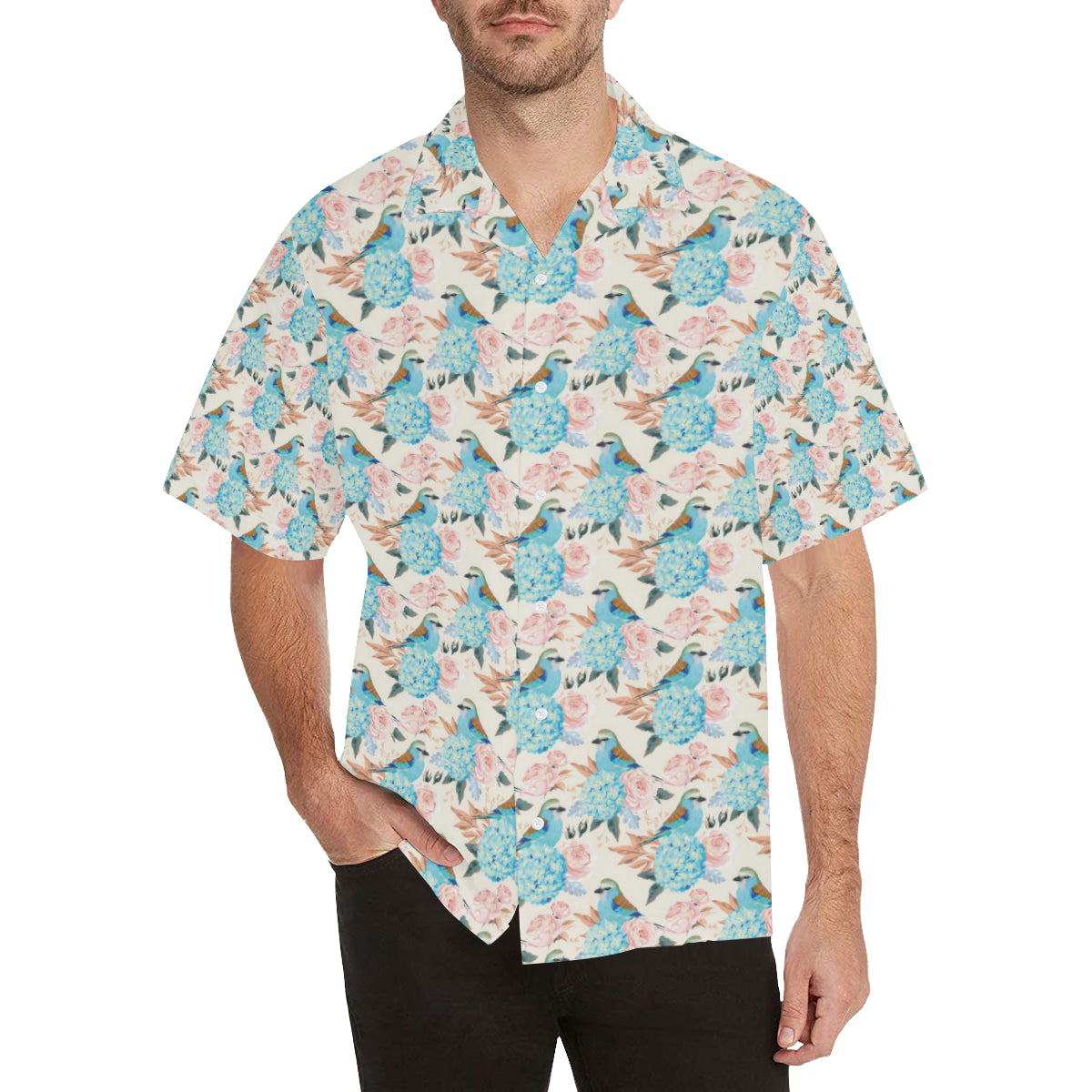 Bluebird Pattern Print Design 03 Men's Hawaiian Shirt