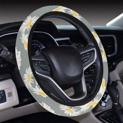 Daisy Pattern Print Design DS09 Steering Wheel Cover with Elastic Edge