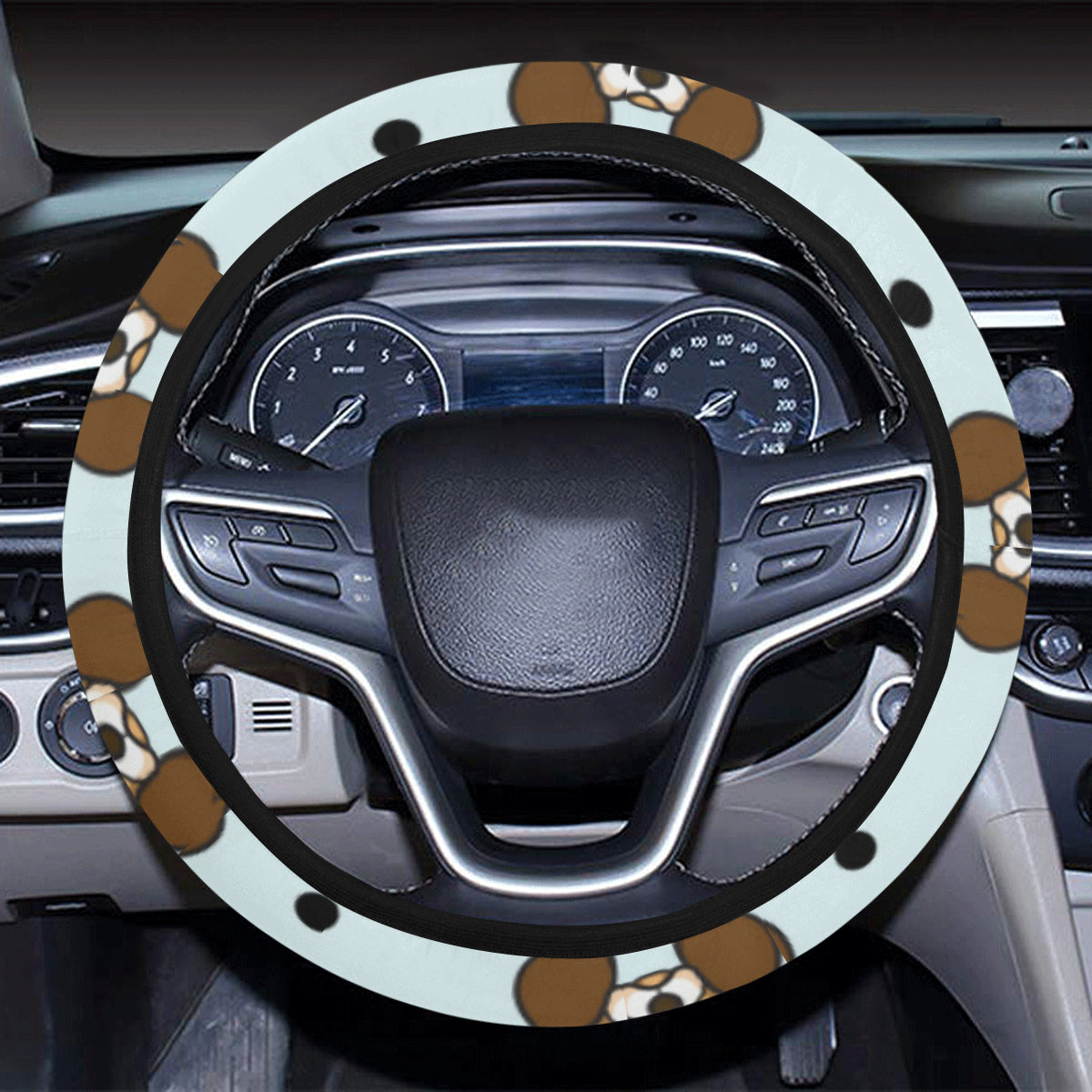 Cavalier King Charles Spaniels Pattern Print Desig Steering Wheel Cover with Elastic Edge