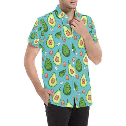 Avocado Pattern Print Design AC05 Men's Short Sleeve Button Up Shirt