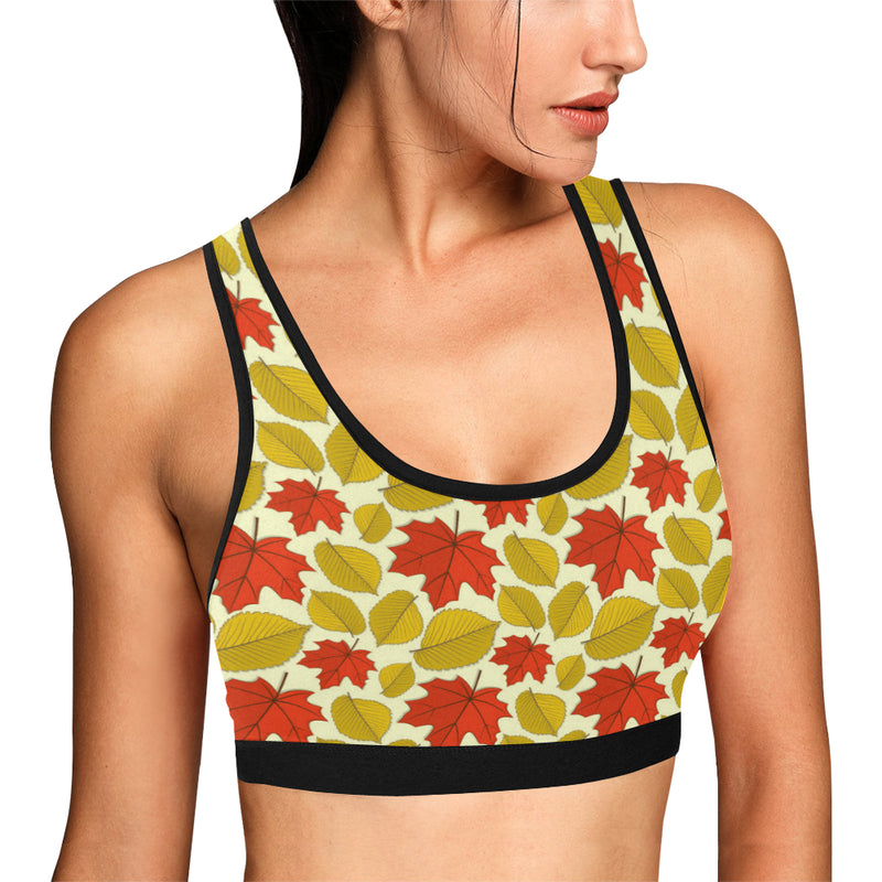 Elm Maple Leave Print Pattern Sports Bra