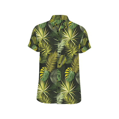 Palm Leaf Pattern Print Design A05 Men's Short Sleeve Button Up Shirt