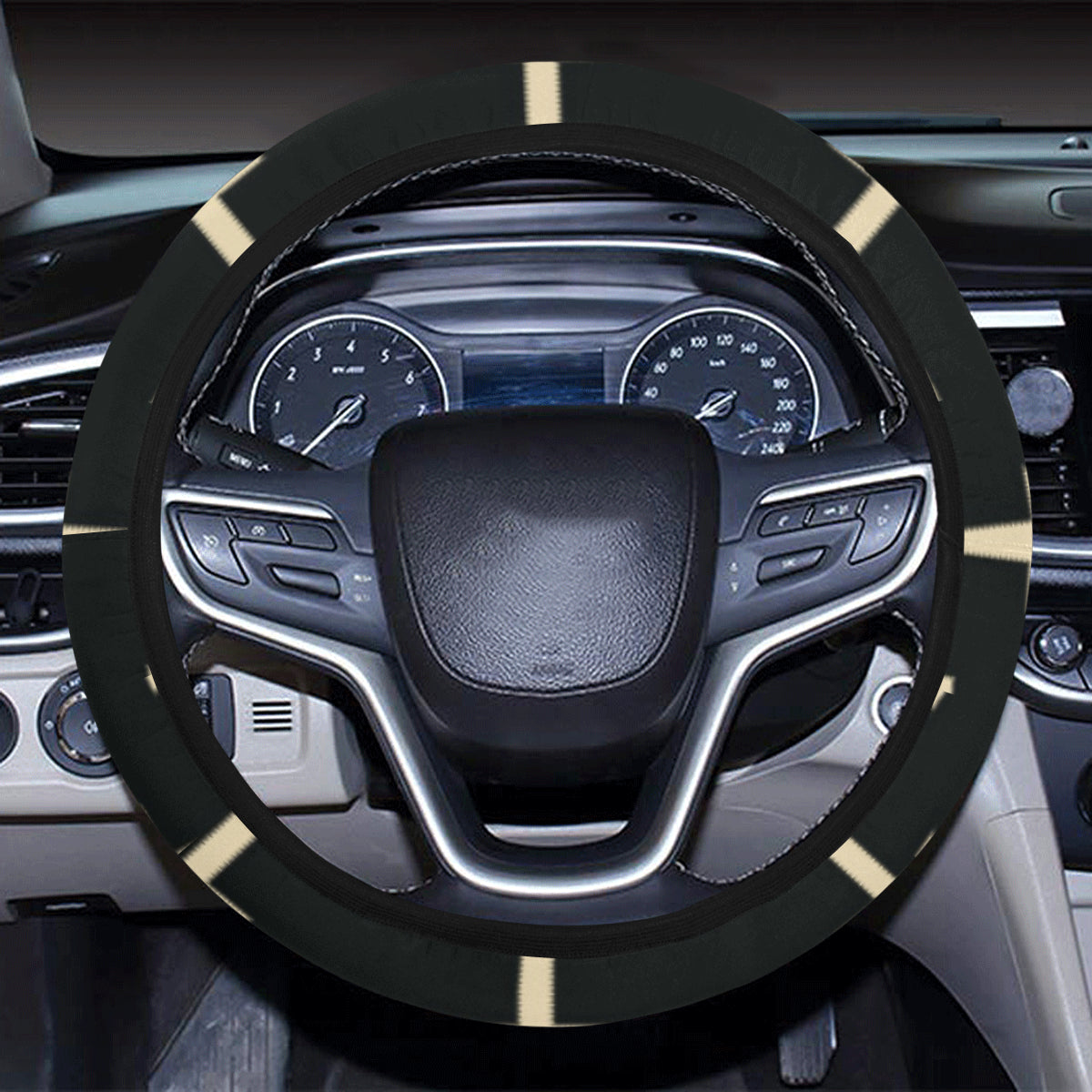 Cross Pattern Print Design 03 Steering Wheel Cover with Elastic Edge